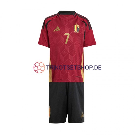 Belgien De Bruyne 7 Euro 2024 Kinder Trikotset Heim Rot Kurzarm