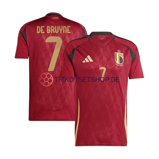 Belgien De Bruyne 7 Euro 2024 Herren Trikot Heim Rot Kurzarm