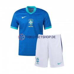 Brasilien Copa America 2024 Kinder Trikotset Auswärts Blau Kurzarm