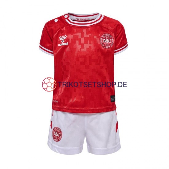 Dänemark Euro 2024 Kinder Trikotset Heim Rot Kurzarm