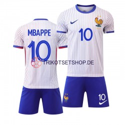 Frankreich Mbappé Kylian 10 Euro 2024 Kinder Trikotset Auswärts Weiß Kurzarm