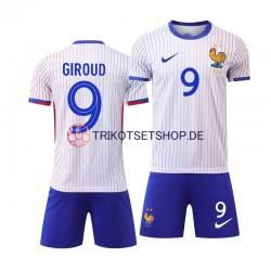 Frankreich Olivier Giroud 9 Euro 2024 Kinder Trikotset Auswärts Weiß Kurzarm