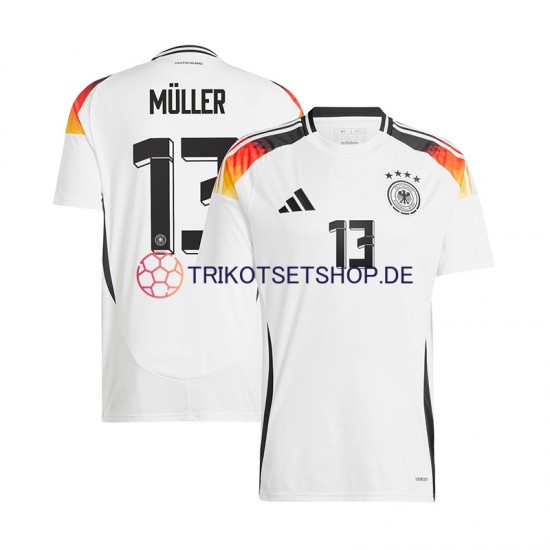 Deutschland Thomas Muller 13 Euro 2024 Herren Trikot Heim Weiß Kurzarm