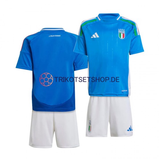 Italien Euro 2024 Kinder Trikotset Heim Blau Kurzarm