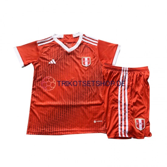 Peru 2023 Kinder Trikotset Auswärts Rot Kurzarm