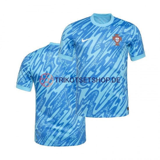 Portugal Torwart Euro 2024 Herren Trikot Ausweich Blau Kurzarm