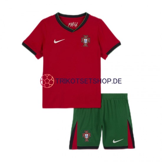 Portugal Euro 2024 Kinder Trikotset Heim Rot Kurzarm