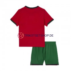 Portugal Euro 2024 Kinder Trikotset Heim Rot Kurzarm