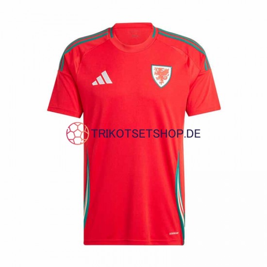 Wales 2024 Herren Trikot Heim Rot Kurzarm