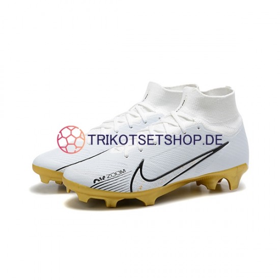 Nike Air Zoom Mercurial Superfly IX Elite FG Gold Weiß Fußballschuhe