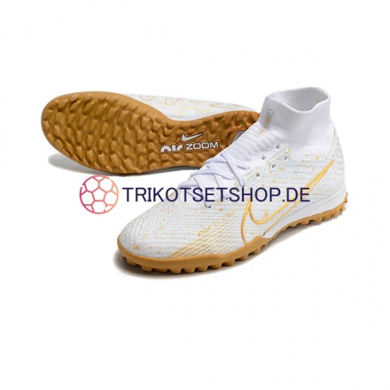 Nike Air Zoom Mercurial Vapor XV Elite TF Fotballsko Hvit Gelb Fußballschuhe