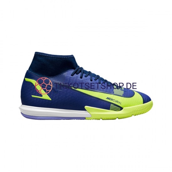 Nike Mercurial Superfly VIII Recharge Academy IC Blau Gelb Fußballschuhe