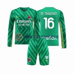 AC Mailand Mike Maignan 16 2023-2024 Torwart Kinder Trikotset Heim Langarm