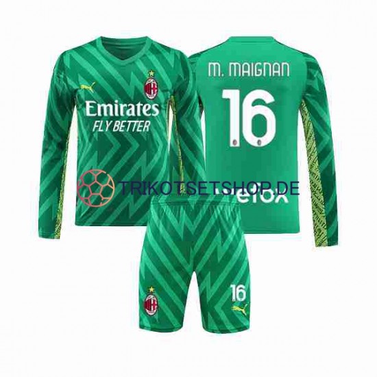 AC Mailand Mike Maignan 16 2023-2024 Torwart Kinder Trikotset Heim Langarm