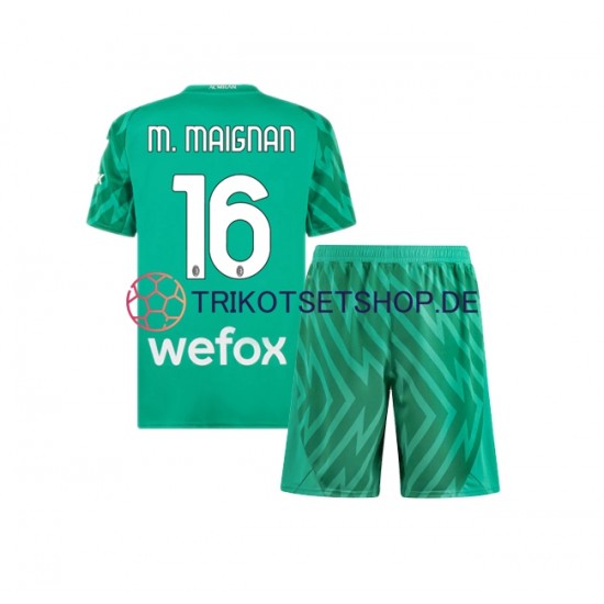 AC Mailand Mike Maignan 16 2023-2024 Torwart Kinder Trikotset Heim Kurzarm
