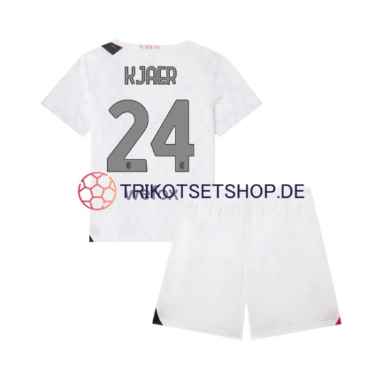 AC Mailand Simon Kjaer 24 2023-2024 Kinder Trikotset Auswärts Kurzarm