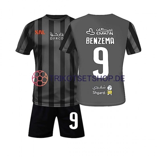 Al-Ittihad Benzema 9 2022-2023 Kinder Trikotset Auswärts Kurzarm