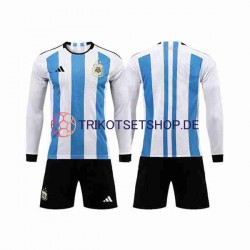 Argentinien 3 Stars World Cup 2022 Kinder Trikotset Heim Langarm