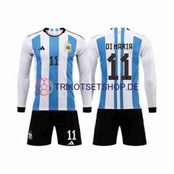 Argentinien 3 Stars Di Maria 11 World Cup 2022 Kinder Trikotset Heim Langarm