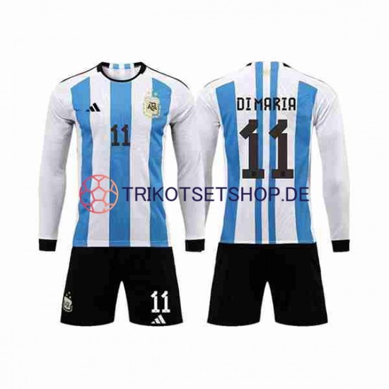 Argentinien 3 Stars Di Maria 11 World Cup 2022 Kinder Trikotset Heim Langarm