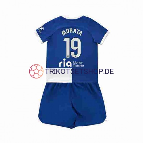 Atlético Madrid Alvaro Morata 19 2023-2024 Kinder Trikotset Auswärts Kurzarm
