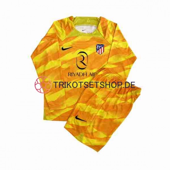 Atlético Madrid 2023-2024 Torwart Kinder Trikotset Langarm Orange