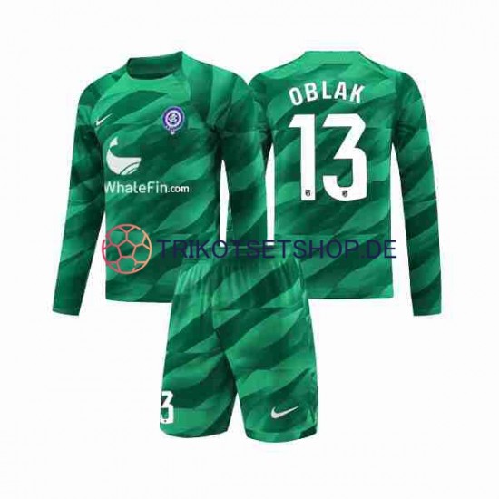 Atlético Madrid Jan Oblak 13 2023-2024 Torwart Kinder Trikotset Auswärts Langarm