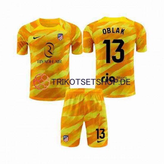 Atlético Madrid Jan Oblak 13 2023-2024 Torwart Kinder Trikotset Kurzarm Orange