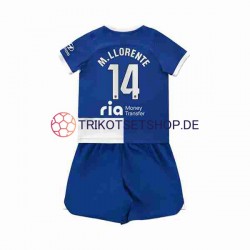 Atlético Madrid Marcos Llorente 14 2023-2024 Kinder Trikotset Auswärts Kurzarm