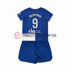 Atlético Madrid Memphis Depay 9 2023-2024 Kinder Trikotset Auswärts Kurzarm
