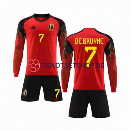 Belgien De Bruyne 7 World Cup 2022 Kinder Trikotset Heim Langarm