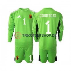 Belgien Courtois 1 2022 Torwart Kinder Trikotset Heim Langarm