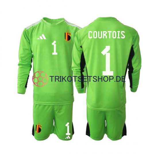 Belgien Courtois 1 2022 Torwart Kinder Trikotset Heim Langarm