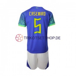 Brasilien Casemiro 5 World Cup 2022 Kinder Trikotset Auswärts Kurzarm