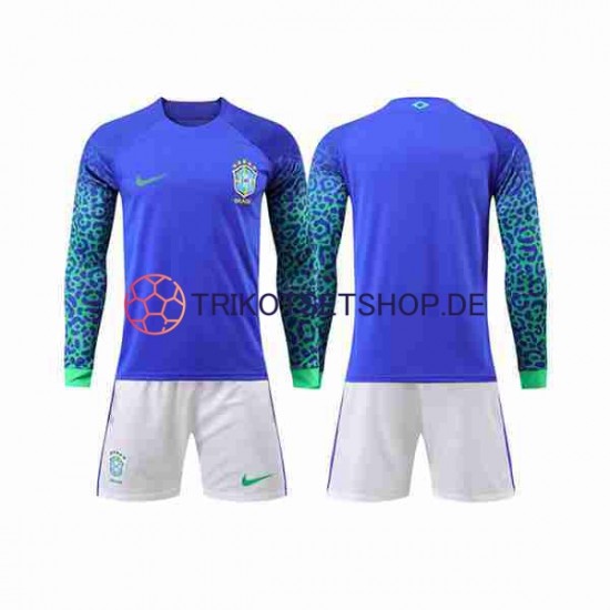 Brasilien World Cup 2022 Kinder Trikotset Auswärts Langarm