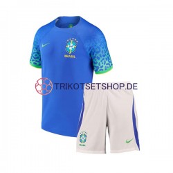 Brasilien World Cup 2022 Kinder Trikotset Auswärts Kurzarm