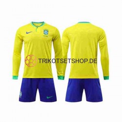 Brasilien World Cup 2022 Kinder Trikotset Heim Langarm
