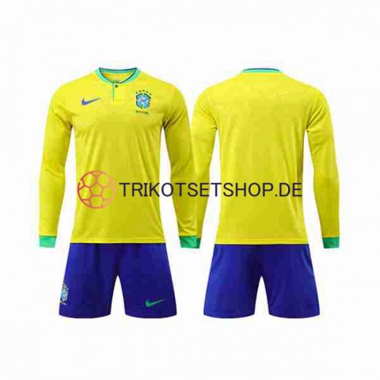 Brasilien World Cup 2022 Kinder Trikotset Heim Langarm