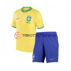 Brasilien World Cup 2022 Kinder Trikotset Heim Kurzarm