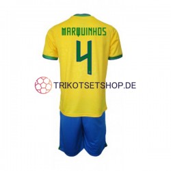 Brasilien Marquinhos 4 World Cup 2022 Kinder Trikotset Heim Kurzarm