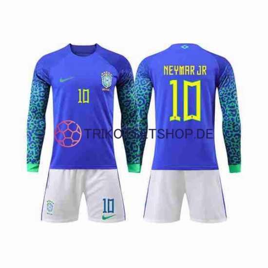 Brasilien Neymar Jr 10 World Cup 2022 Kinder Trikotset Auswärts Langarm