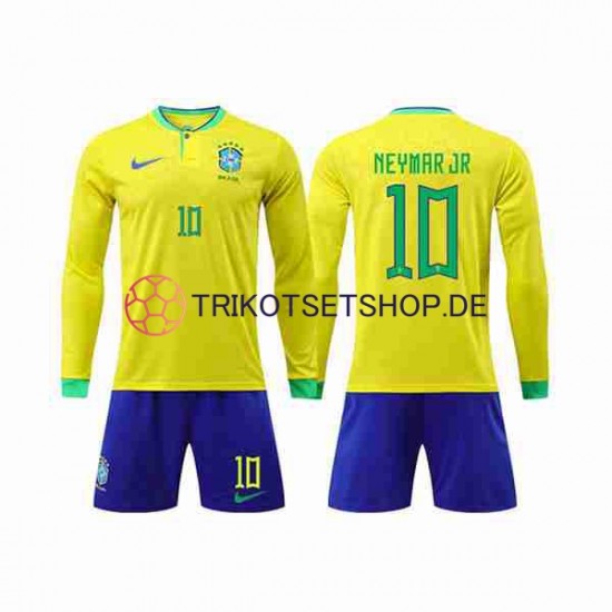 Brasilien Neymar Jr 10 World Cup 2022 Kinder Trikotset Heim Langarm