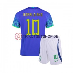 Brasilien Ronaldinho 10 World Cup 2022 Kinder Trikotset Auswärts Kurzarm