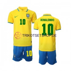 Brasilien Ronaldinho 10 World Cup 2022 Kinder Trikotset Heim Kurzarm