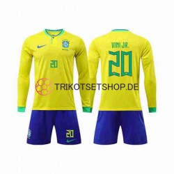 Brasilien Vinicius Junior 20 World Cup 2022 Kinder Trikotset Heim Langarm