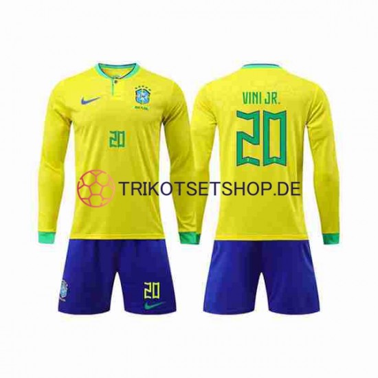 Brasilien Vinicius Junior 20 World Cup 2022 Kinder Trikotset Heim Langarm