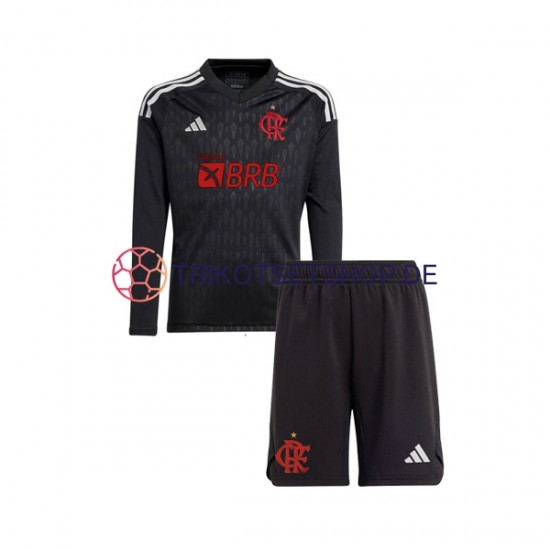 CR Flamengo 2023-2024 Torwart Kinder Trikotset Auswärts Langarm