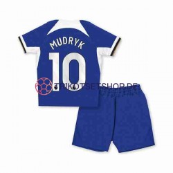 Chelsea Mykhaylo Mudryk 10 2023-2024 Kinder Trikotset Heim Kurzarm