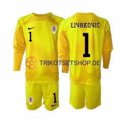 Kroatien Dominik Livakovic 1 World Cup 2022 Torwart Kinder Trikotset Heim Langarm