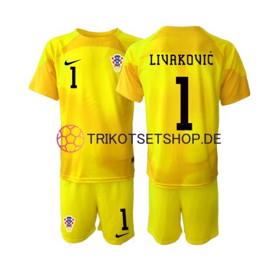 Kroatien Dominik Livakovic 1 World Cup 2022 Torwart Kinder Trikotset Heim Kurzarm